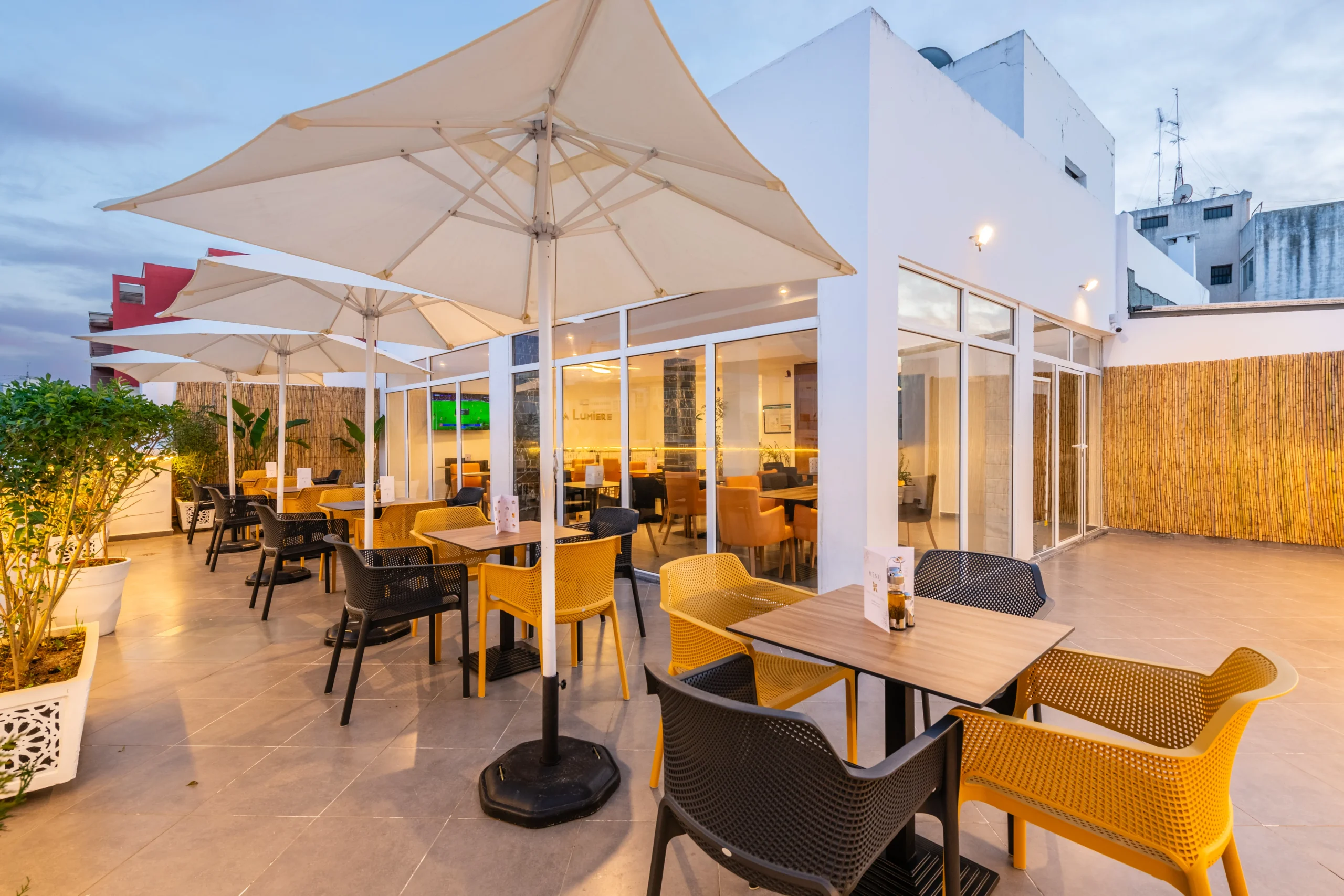 Terrace of Hôtel Étoile du Nord Tangier with city view