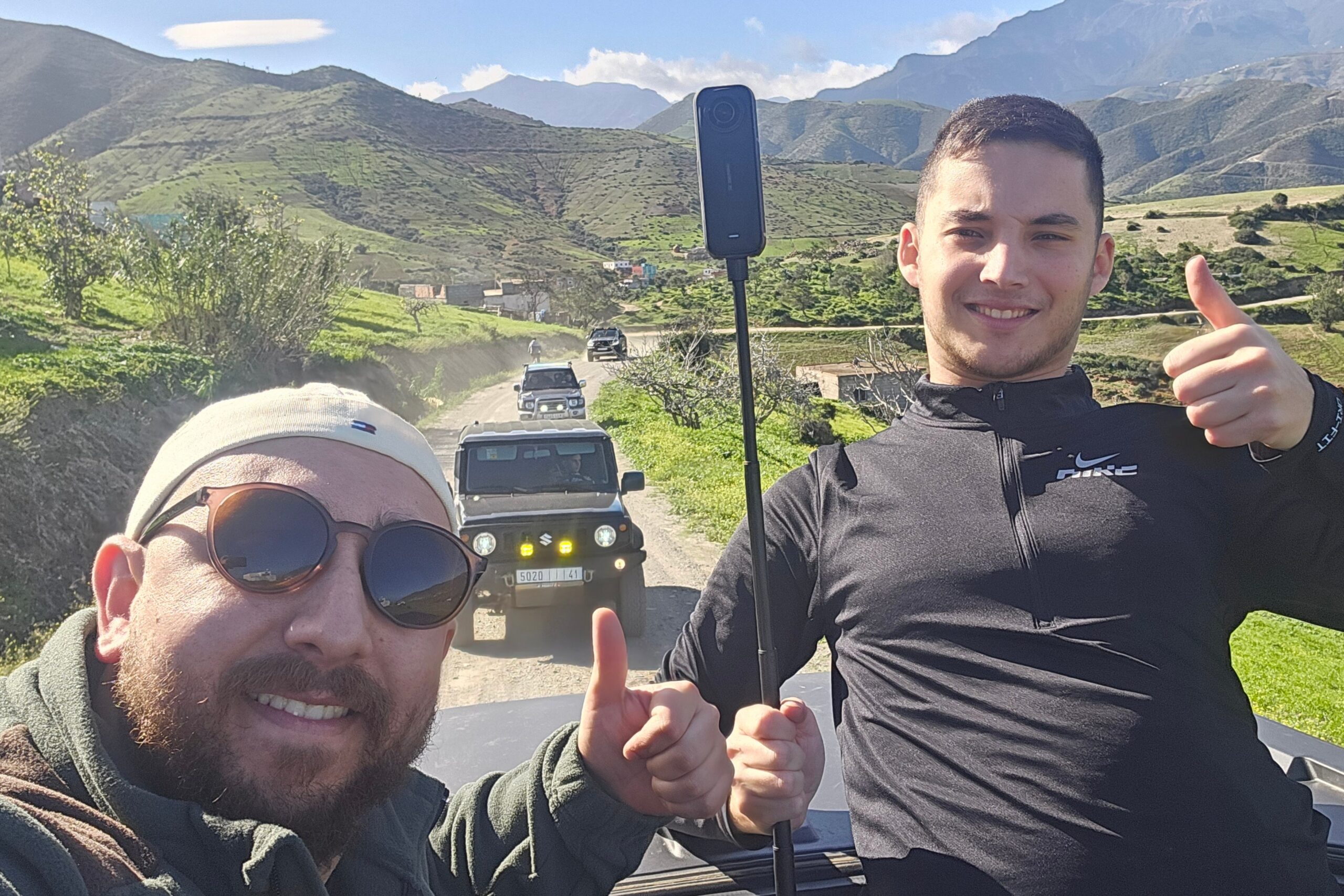 Off-road vehicle exploring mountain tracks in Northern Morocco